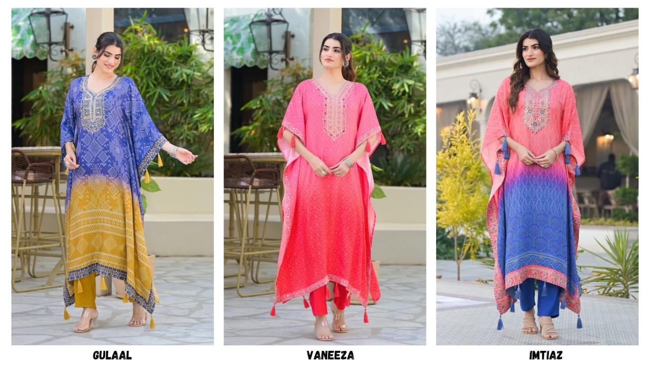 Imtiaz By Afsana Muslin Kaftan Style Kurti With Bottom Exporters In India